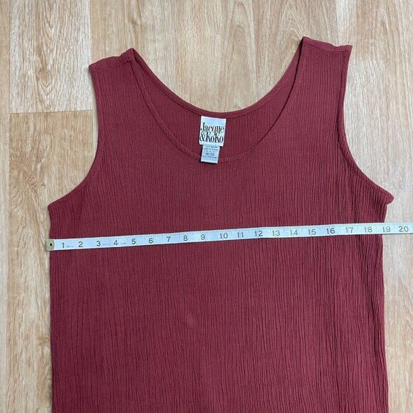 JACQUE & KOKO TANK TOP TEXTURED SIDE SLIT STRETCH SIZE18/20 BURGUNDY MINIMALIST - Picture 6 of 8